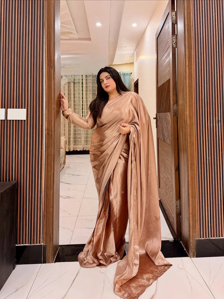 Rose Silk Gold Saree