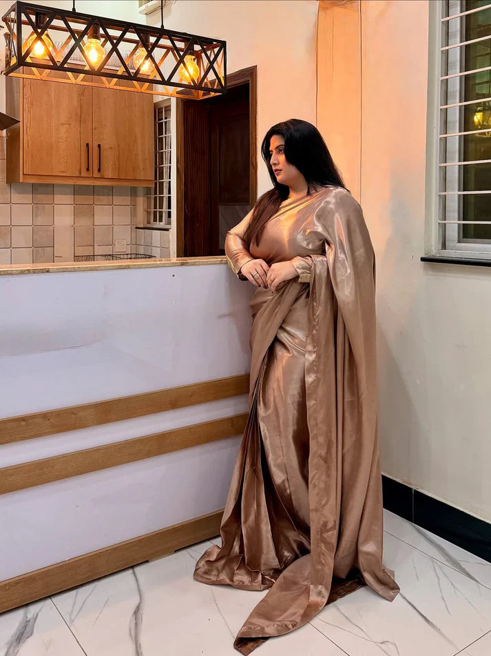 Rose Silk Gold Saree