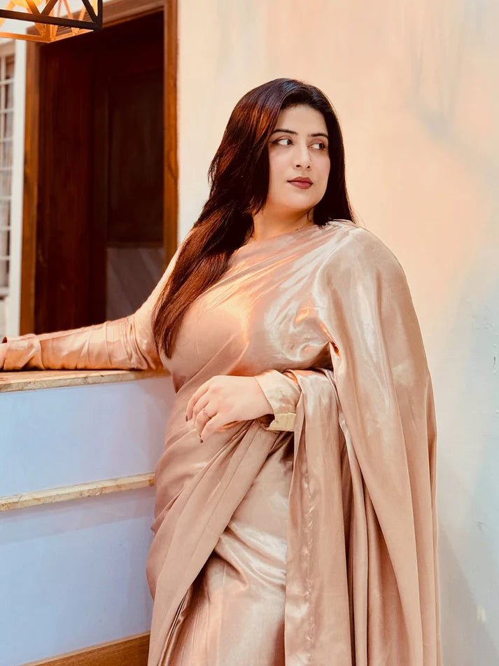 Rose Silk Gold Saree