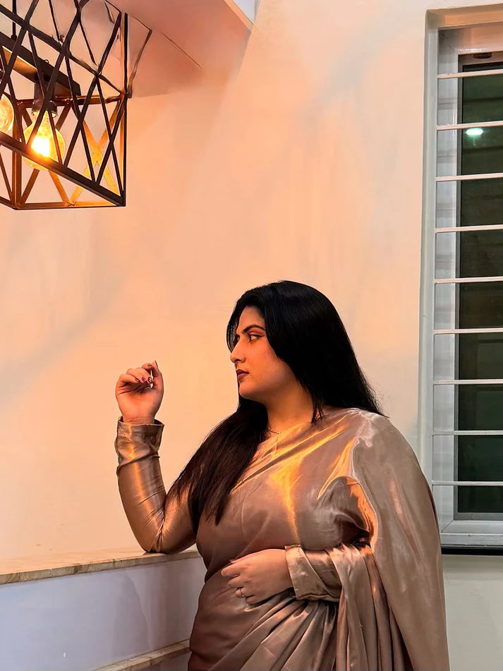 Rose Silk Gold Saree