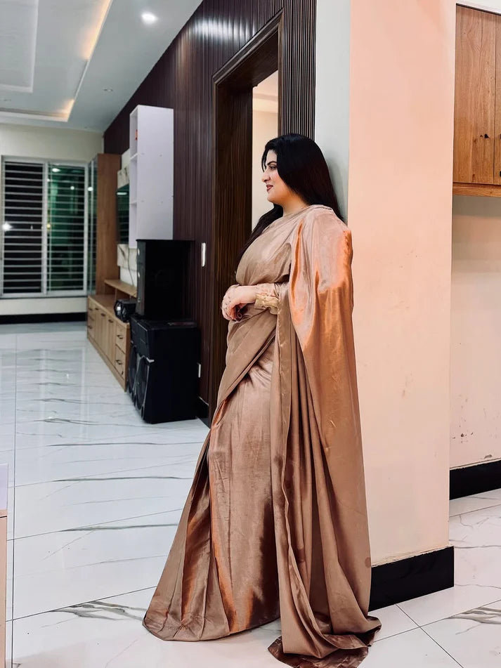 Rose Silk Gold Saree