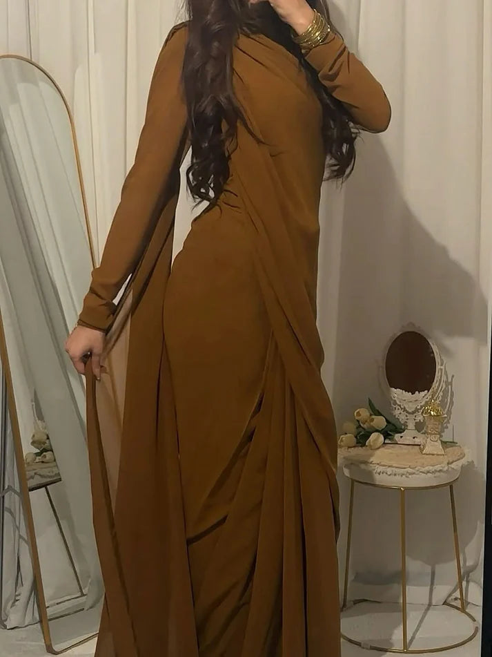 Brown Chiffon Saree