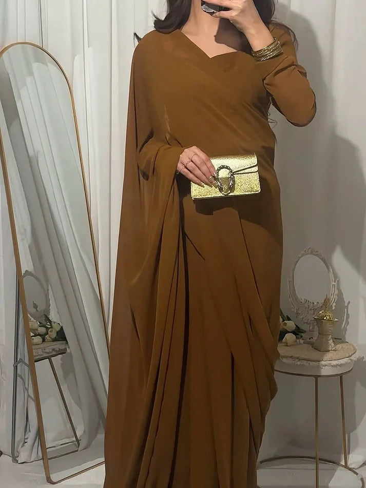 Brown Chiffon Saree