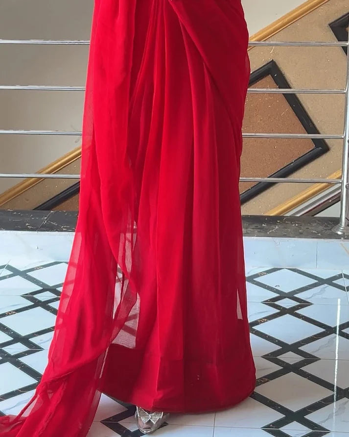 Maroon Chiffon Saree