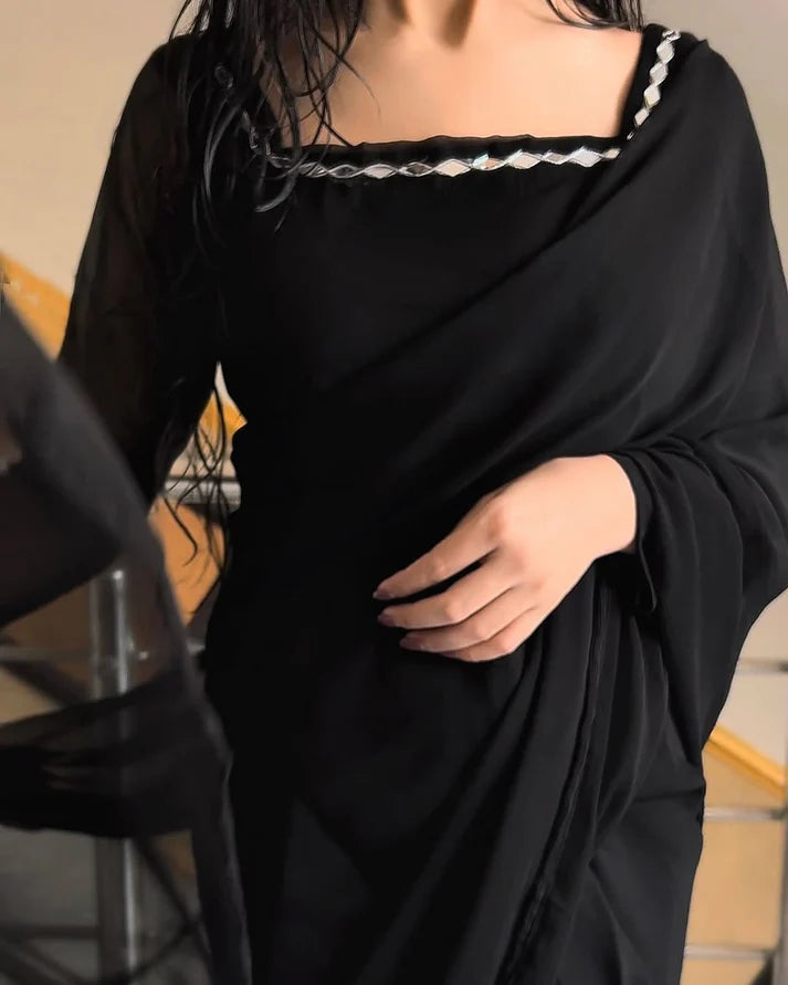 Black Chiffon Saree