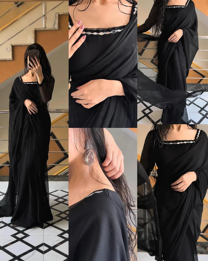 Black Chiffon Saree