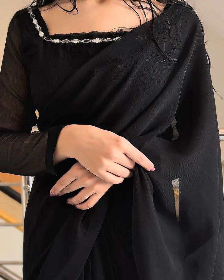 Black Chiffon Saree