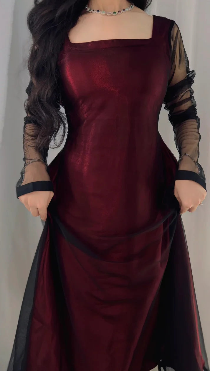 Black net.mehrun silk.mexi