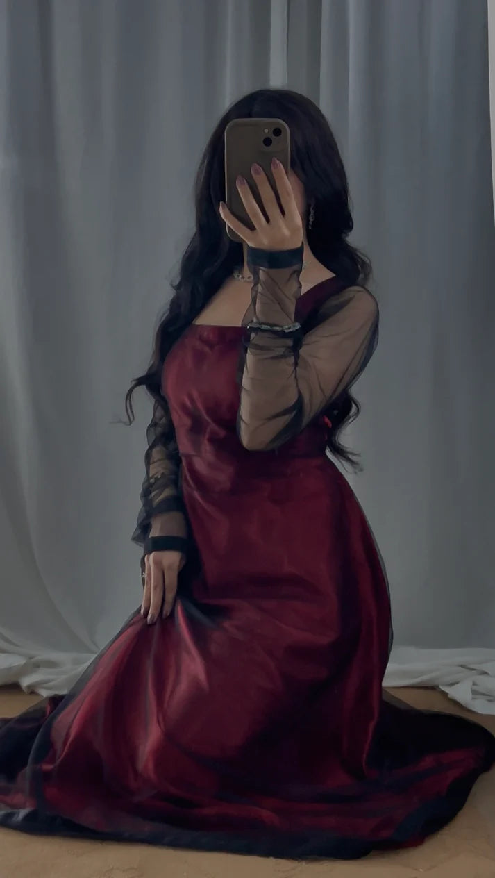 Black net.mehrun silk.mexi