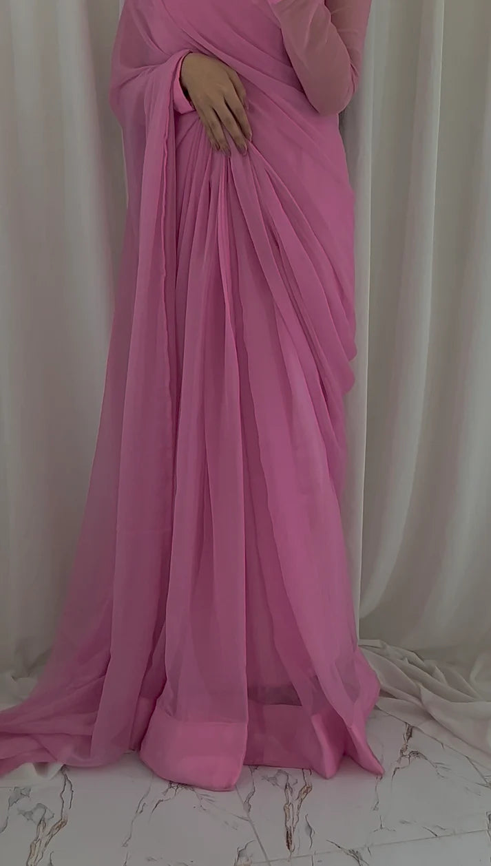 Pink Chiffon Saree