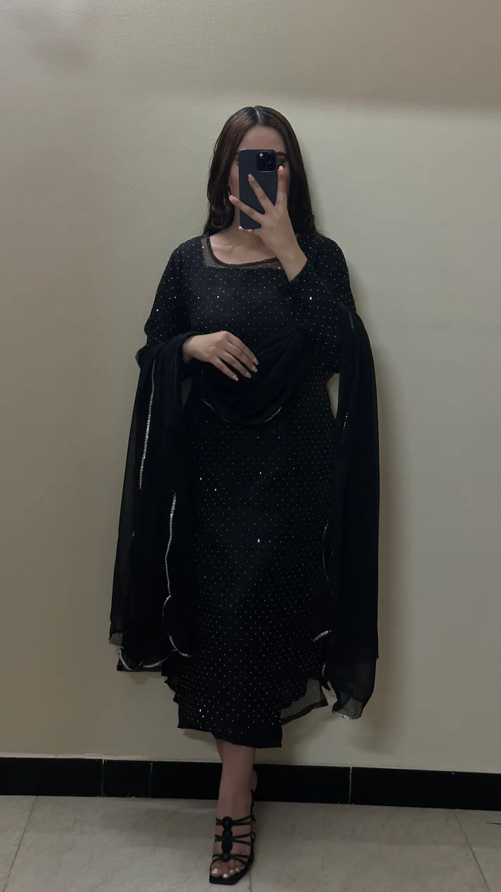 Black Dress With Dupatta