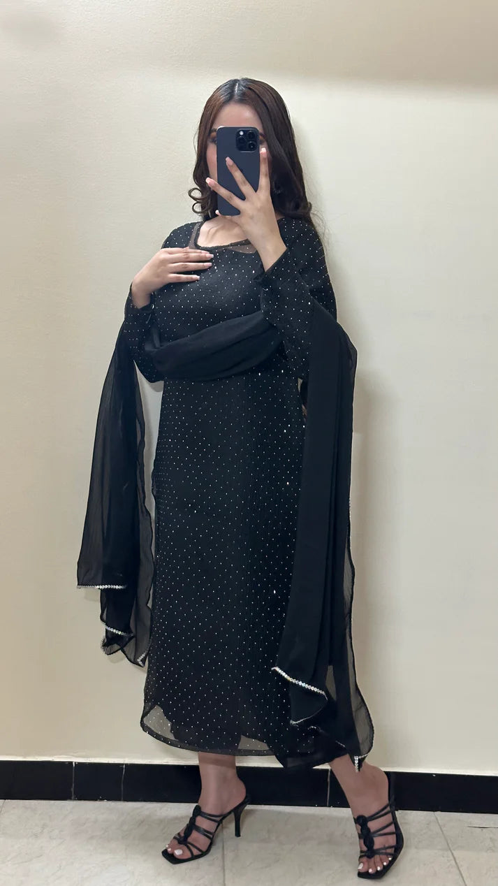 Black Dress With Dupatta