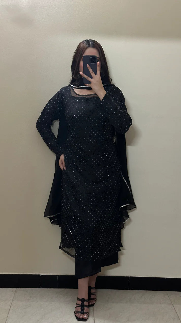 Black Dress With Dupatta